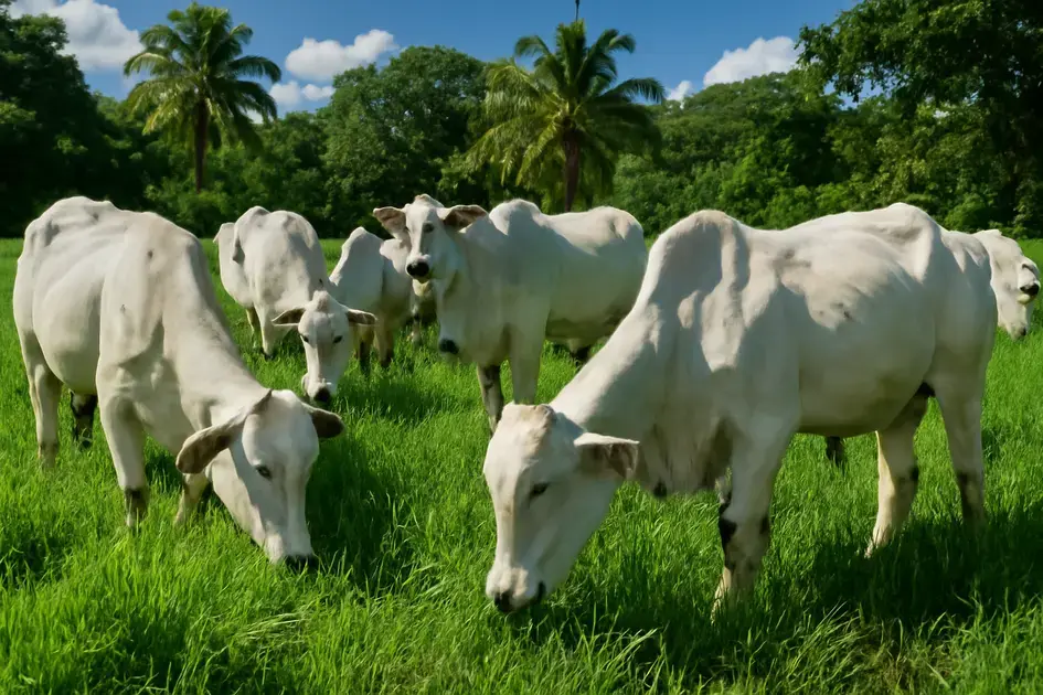 Estação de monta para reprodução de gado Nelore em clima tropical